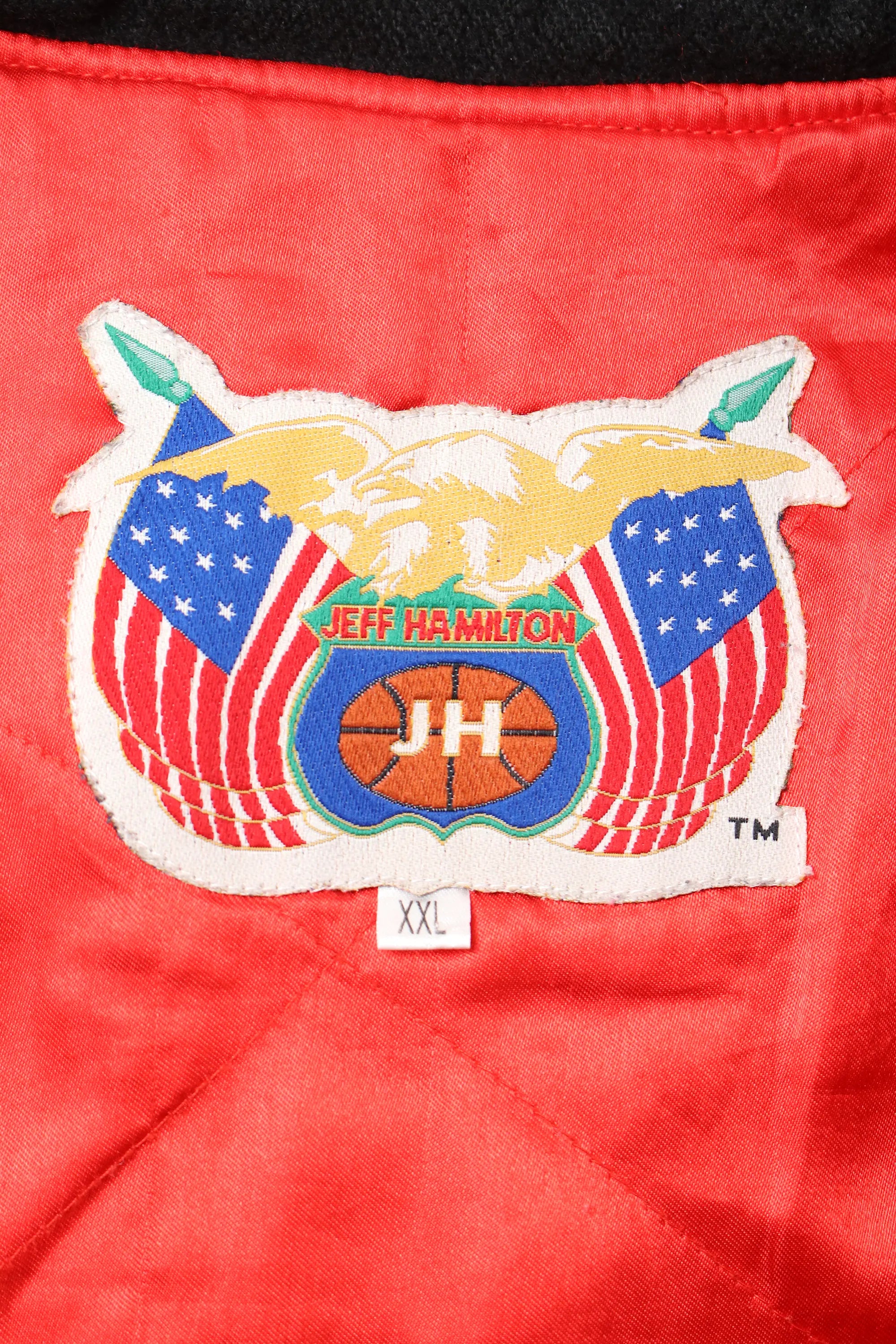Maker of Jacket Men Jackets Vintage Red NBA Teams Jeff Hamilton Wool